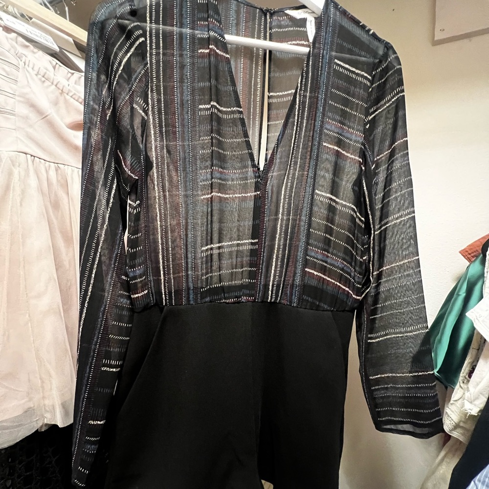 BCBGeneration Black and Multicolor Patterned Dress